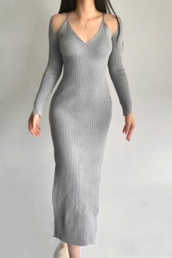 Y2K Clothing Two-Piece Bodycon Midi Sweater Dress