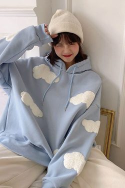 Y2K Cloud OverSized Hoodie - Korean Style Shirt for Teenage Girls