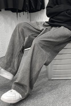 Y2K Corduroy Baggy Pants for Men - Minimalist Streetwear Trousers