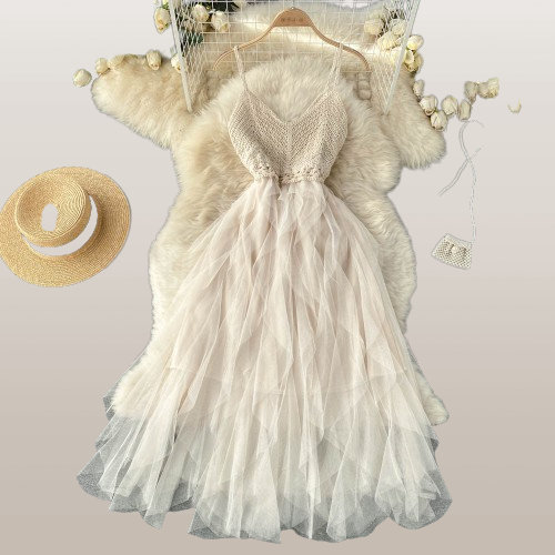 Y2K Cottagecore V-Neck Tulle Milkmaid Prom Dress