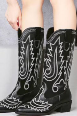 Y2K Cowboy & Cowgirl Western Boots - Black, Embroidered & Vintage