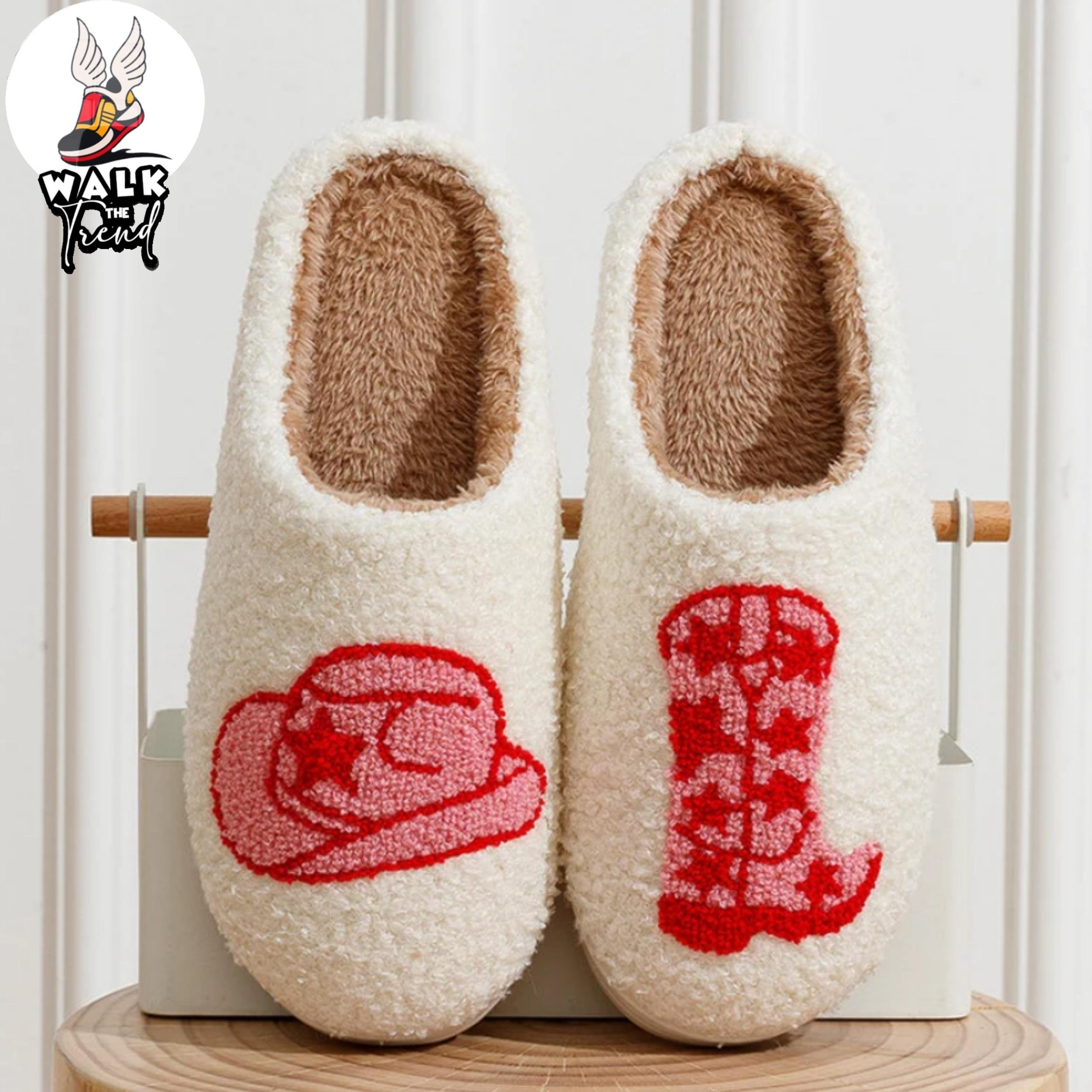 Y2K Cowgirl Slippers Fluffy Cushion Smile Slides for Women