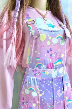 Y2K Cute Bunny Overall | Pastel Rainbow Colors | Harajuku J-Fashion