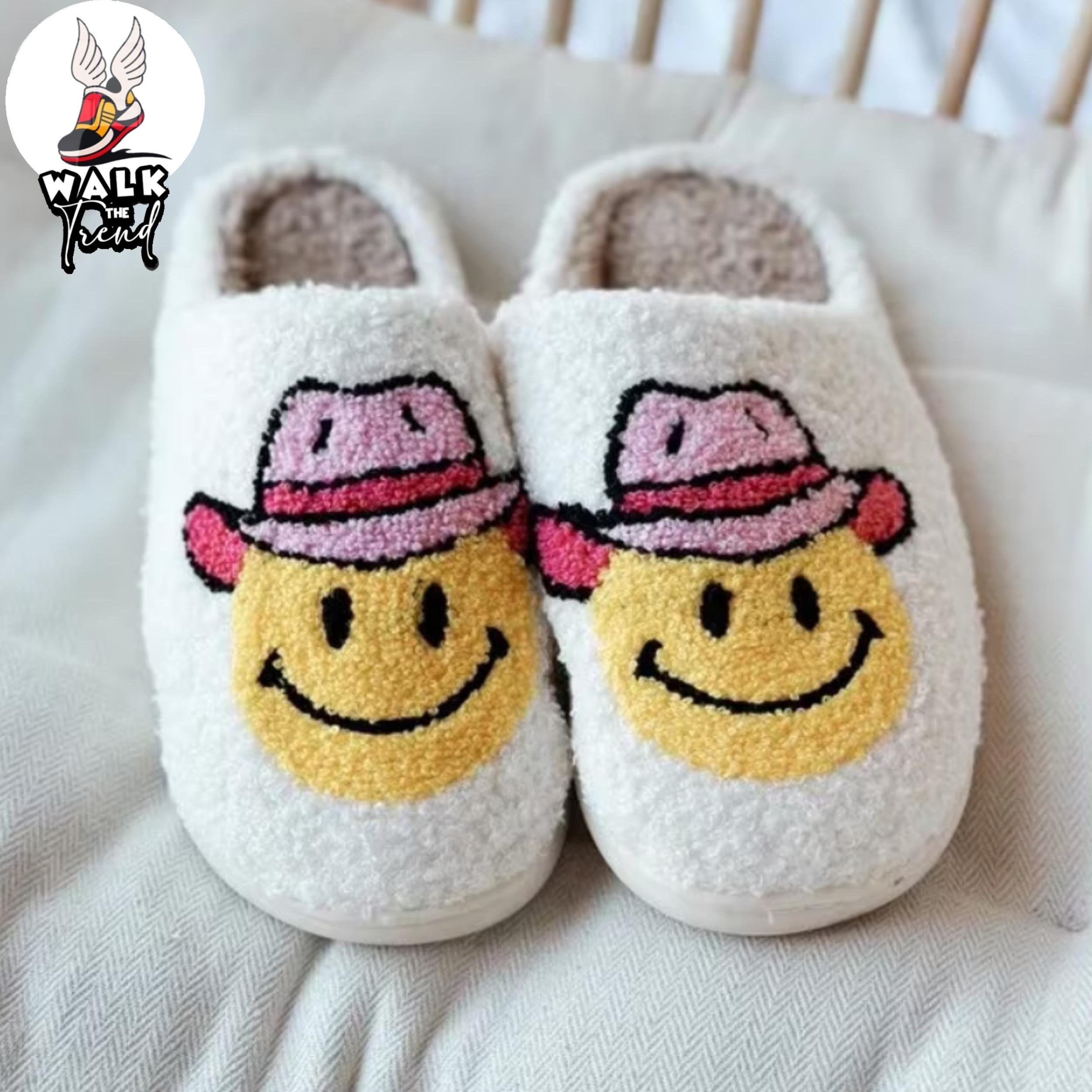 Y2K Cute Smiley Face Cowgirl Slippers for Women