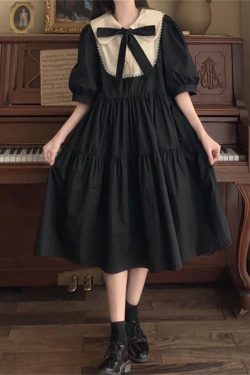 Y2K Dark Ruffled Dress - Trendy Vintage Fashion for Women