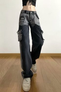 Y2K Denim Cargo Pants: Streetwear, Gothic, Grunge, Tie Dye