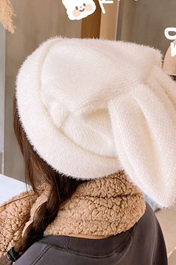 Y2K Draping Bunny Ears Fur Lined Winter Hat | Wool Knitted Beanie