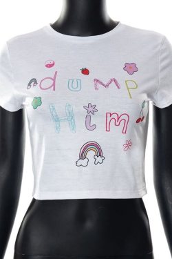 Y2K Dump Him Slogan Crop T-shirt 90s Streetwear