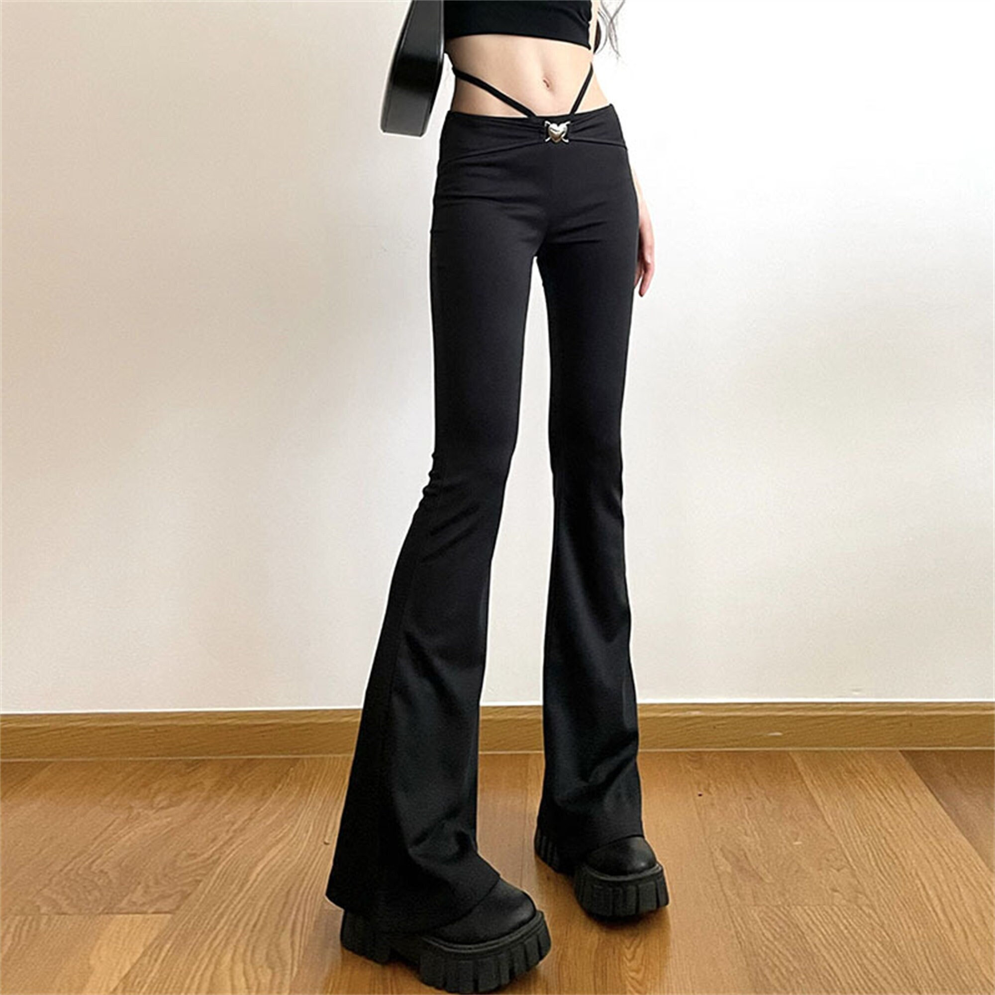 Y2K E-Girl High Waist Slim Fit Flare Gothic Pants
