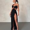 Y2K Elegant Maxi Dress - Sexy Solid Black, Cocktail-Ready