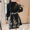 Y2K Embroidered Floral Mesh Two-Piece Women's Set