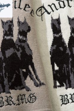 Y2K Embroidery Doberman Sweatshirt - Trendy & Thick