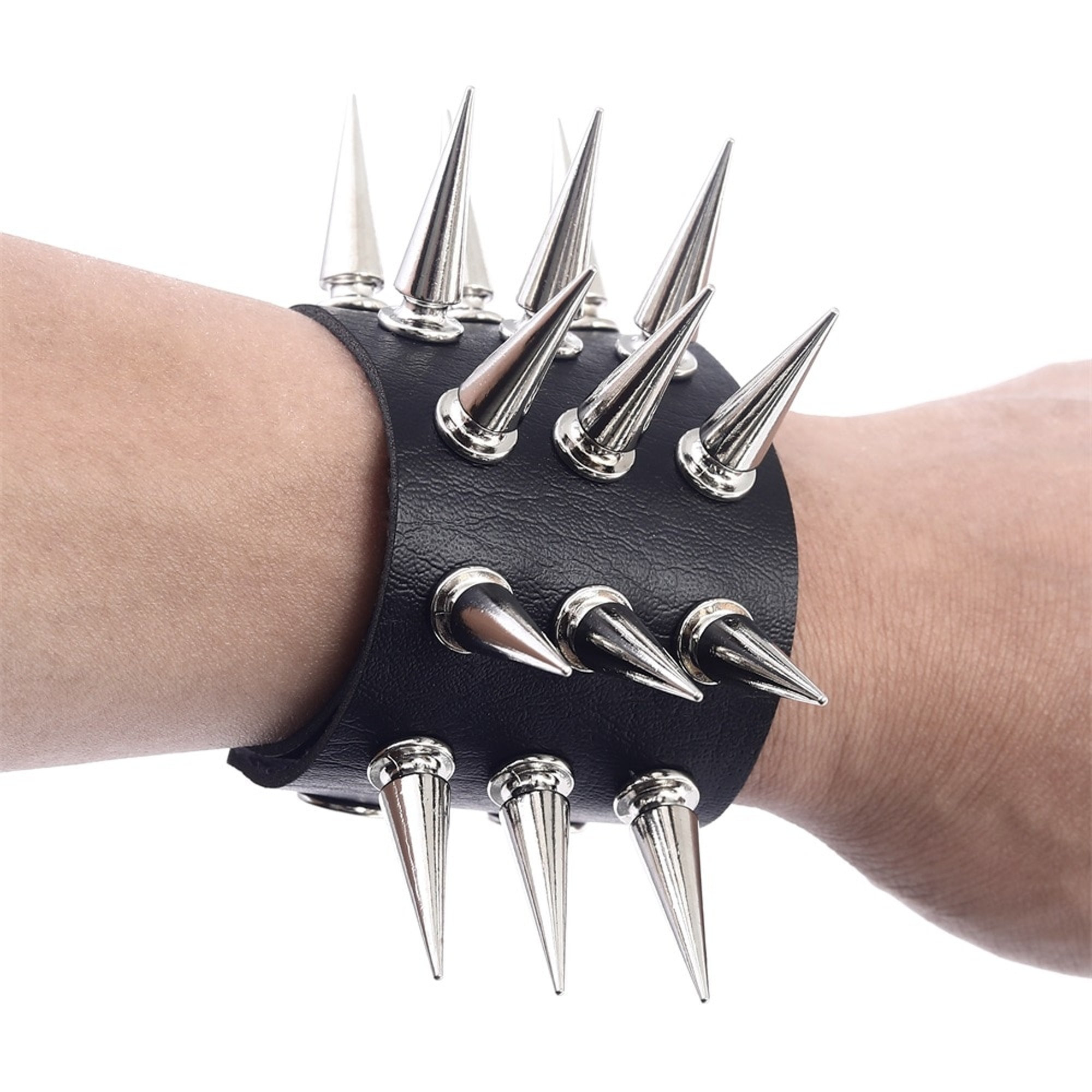 Y2K Emo Punk Spiked Leather Wrist Band Accessory
