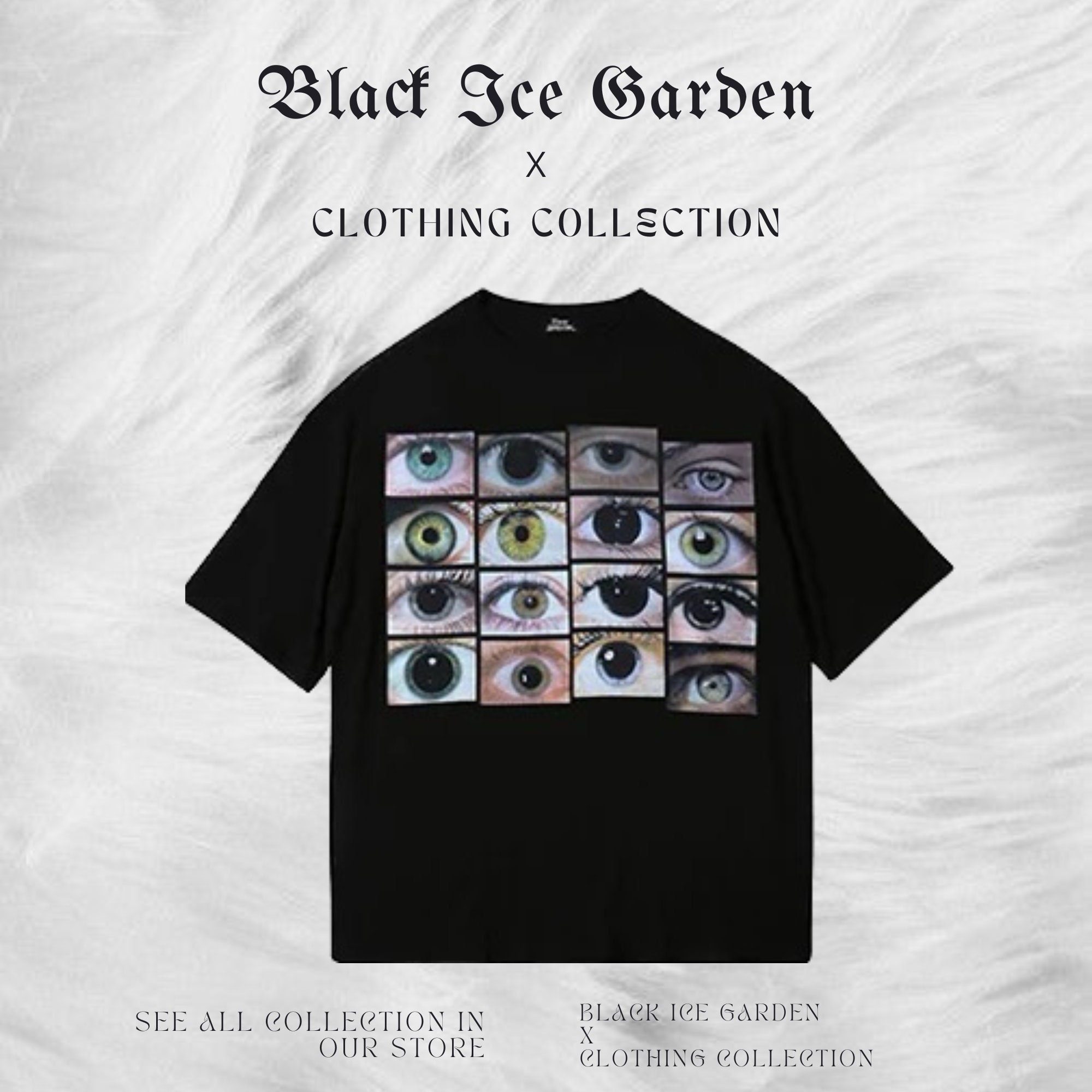 Y2K Eye Print OverSized T-Shirt - Rave Techno Black Grunge Style