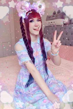 Y2K Fairy Kei Pastel Cotton Candy Sheep Shoulder Dress