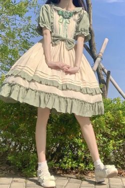 Y2K Fairy Lolita Dress - Green Short-sleeved Girl Fashion