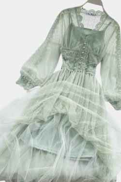 Y2K Fairy Tulle Lace Cottagecore Summer Dress