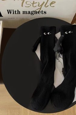 Y2K Fashion Creative Magnetic Attraction Couple Socks - Black & White