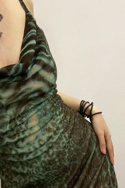 Y2K Fashion Leopard Print Asymmetric Midi Dress