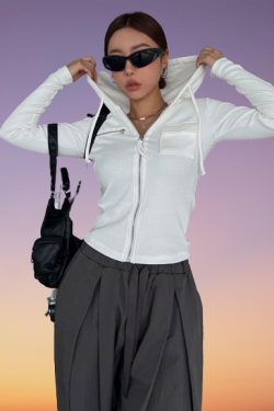 Y2K Fashion Zip Up Hoodie & Cropped Jacket Set
