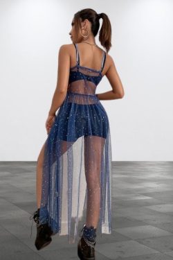 Y2K Festival Mesh Overdress - Sexy Pleated Bohemian Dress