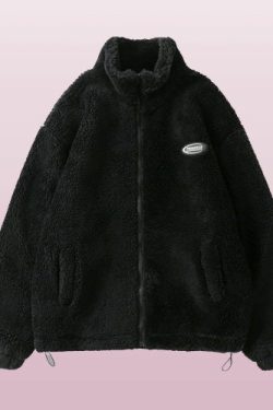 Y2K Fleece Hooded Jacket - Warm Winter Autumn Zip-Up