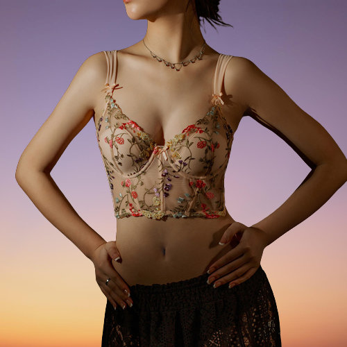 Y2K Floral Embroidery Lingerie Top - Taylor Folklore Inspired