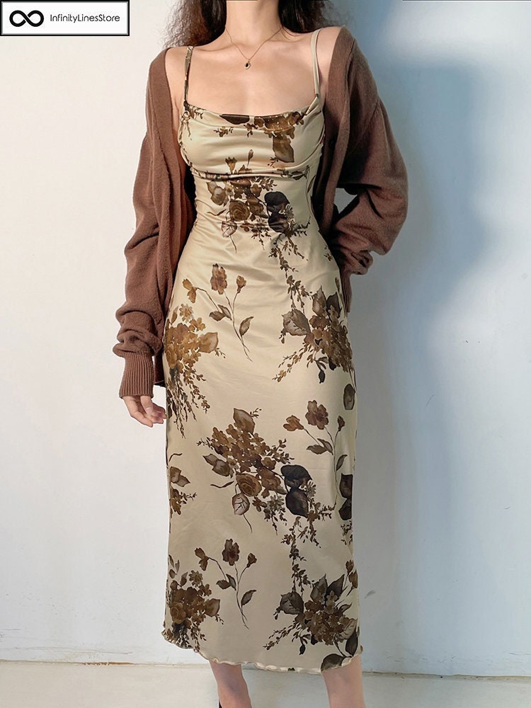 Y2K Floral Print Fairycore Vintage Sleeveless Dress