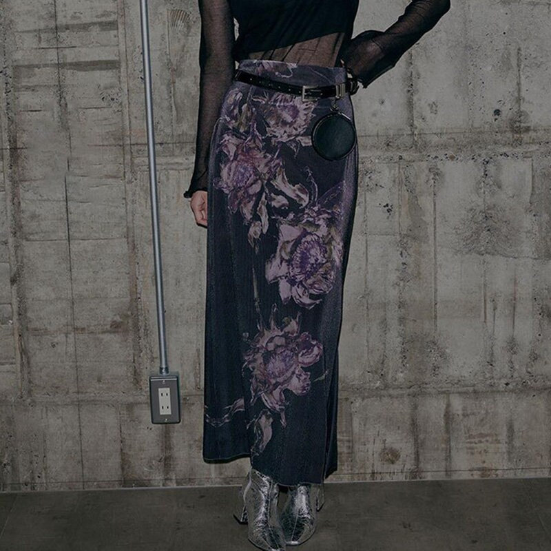 Y2K Floral Skirt - Retro Vintage, Streetwear, Lolita, Korean