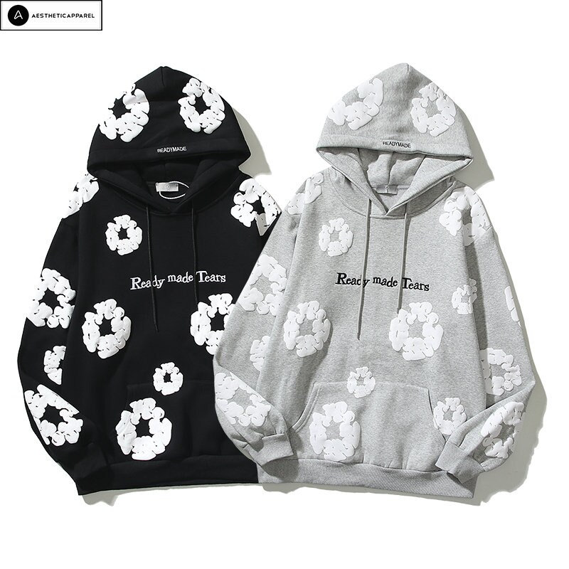 Y2K Flower Print Hoodie - Unisex Streetwear Pullover
