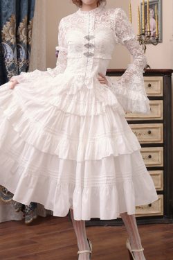 Y2K French Retro Lace Court Style Dress with Embroidery