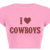 Y2K Funny Slogan Cropped Tee - Cowboys Crop Pink T-shirt
