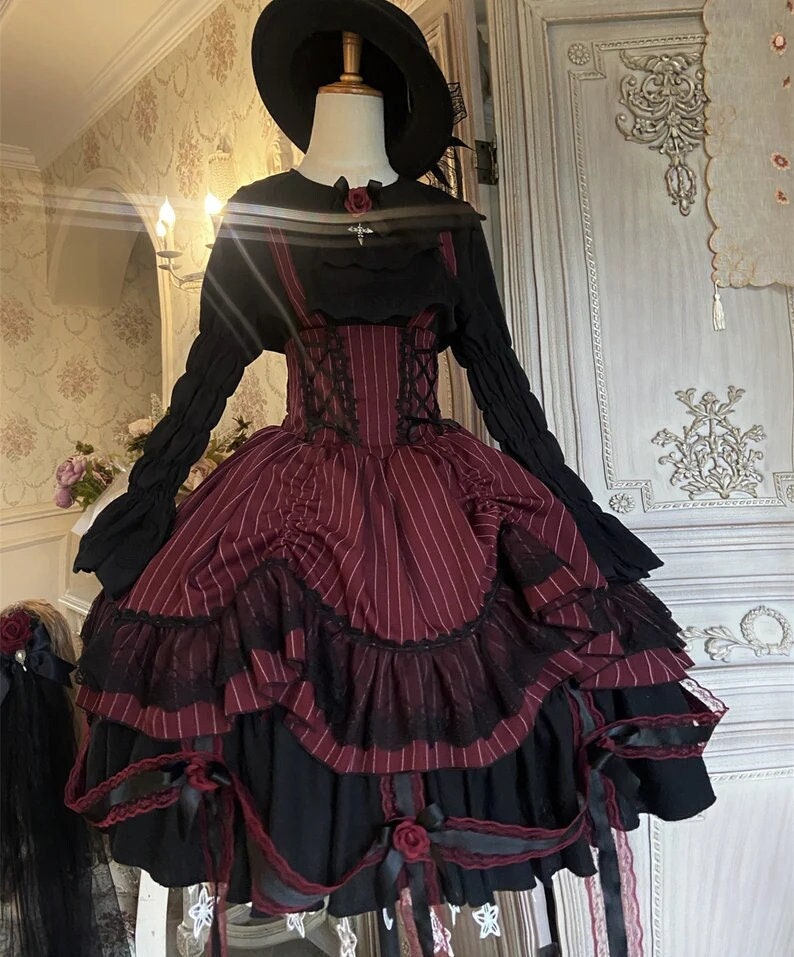 Y2K Gothic Black Dress with Cape Rose - Lolita Party Costume Dress