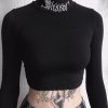 Y2K Gothic Bodycon Crop Top Long Sleeve Sexy Top