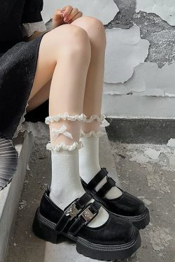 Y2K Gothic Lolita Black Lace Frill Socks Vintage Accessory