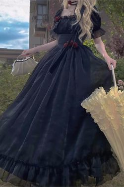 Y2K Gothic Lolita Dress - French Court Style, Dark Princess Corset
