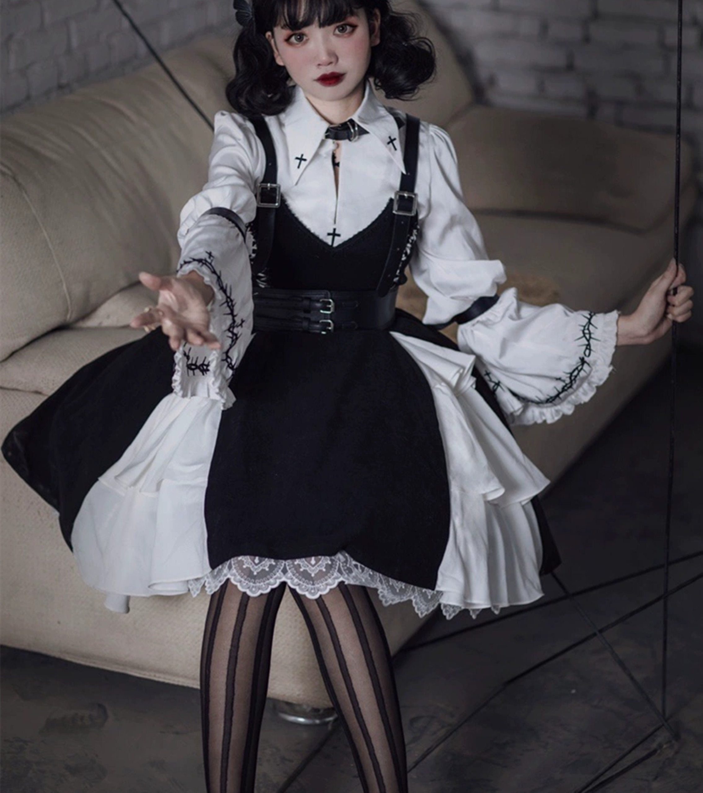 Y2K Gothic Lolita Dress with Belt | Party Dress Cosplay Costume