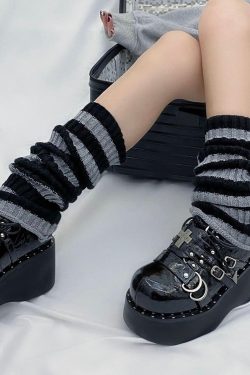 Y2K Gothic Long Socks - Streetwear Harajuku Grunge Legwarmer