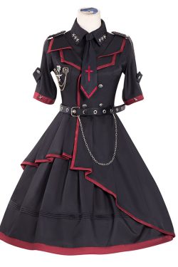 Y2K Gothic Military Lolita Masquerade Party Dress