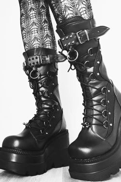 Y2K Gothic Punk Knee High Emo Boots for Women