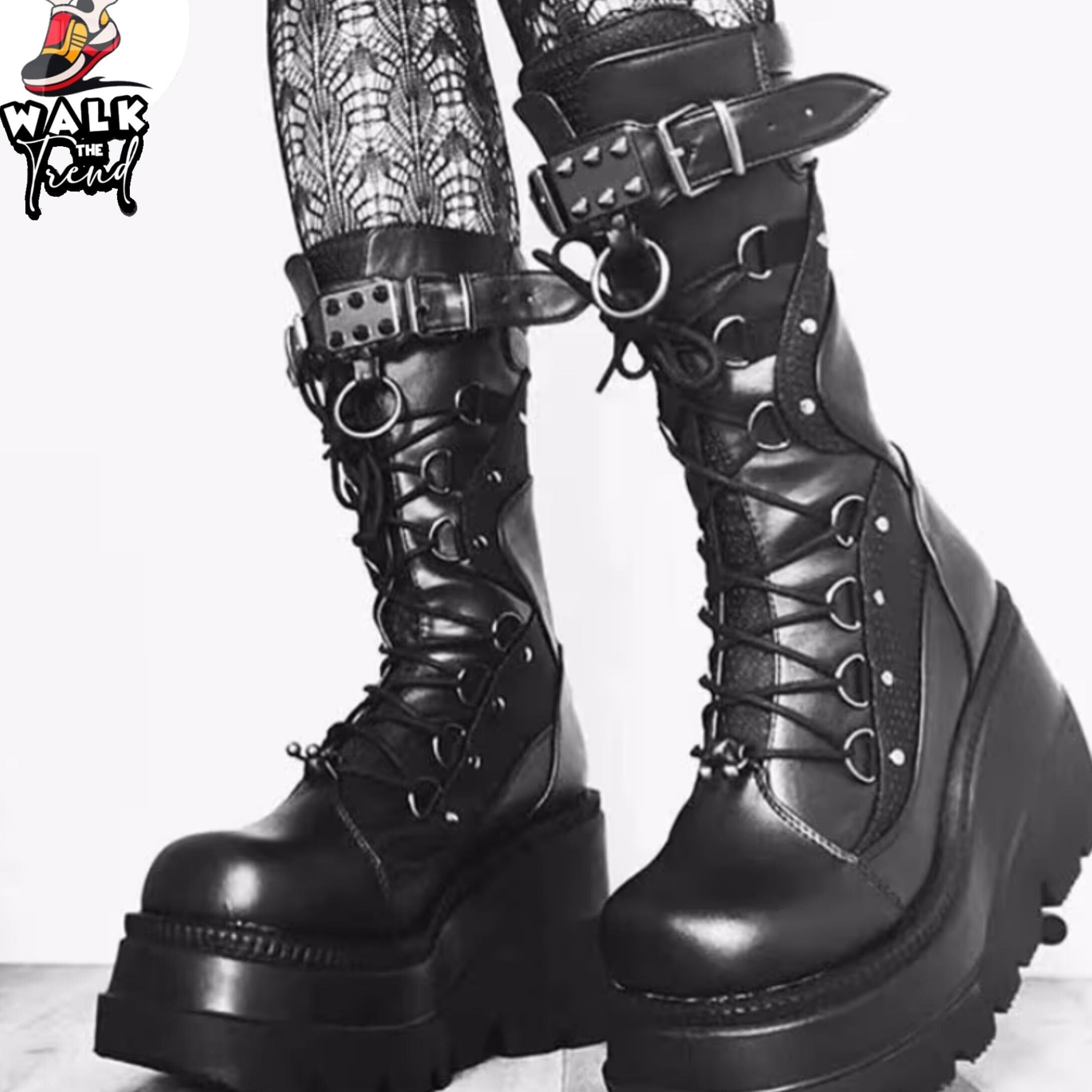 Y2K Gothic Punk Knee High Emo Boots for Women