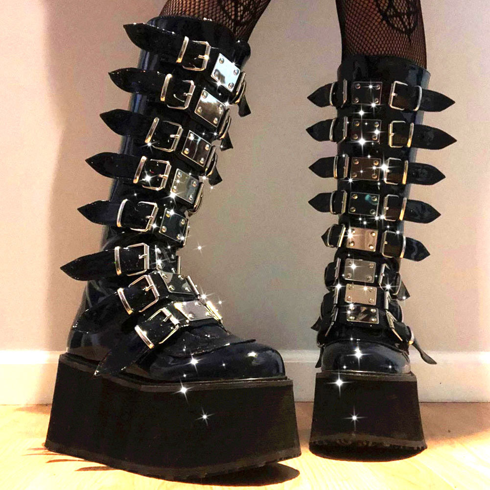 Y2K Gothic Punk Knee High Women's Motorcycle Boots