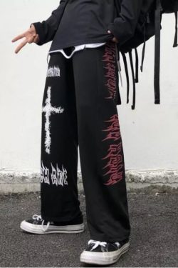Y2K Gothic Punk Style Wide Leg Graffiti Cargo Pants