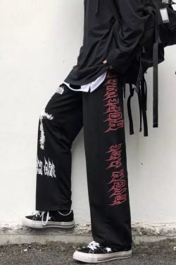 Y2K Gothic Punk Style Wide Leg Graffiti Cargo Pants