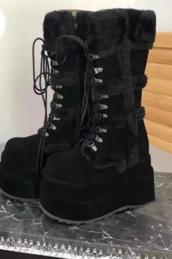 Y2K Gothic Punk Ultra High Black Boots Fashion