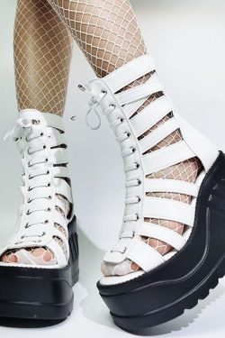 Y2K Gothic Punk White Platform Sandals Chunky Shoes