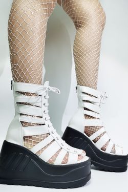 Y2K Gothic Punk White Platform Sandals Chunky Shoes