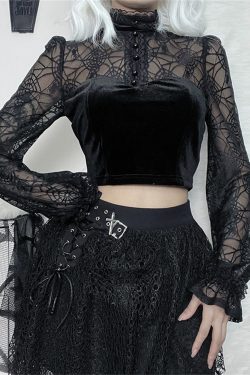 Y2K Gothic Victorian Velvet Bustier Witch Crop Top