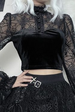 Y2K Gothic Victorian Velvet Bustier Witch Crop Top