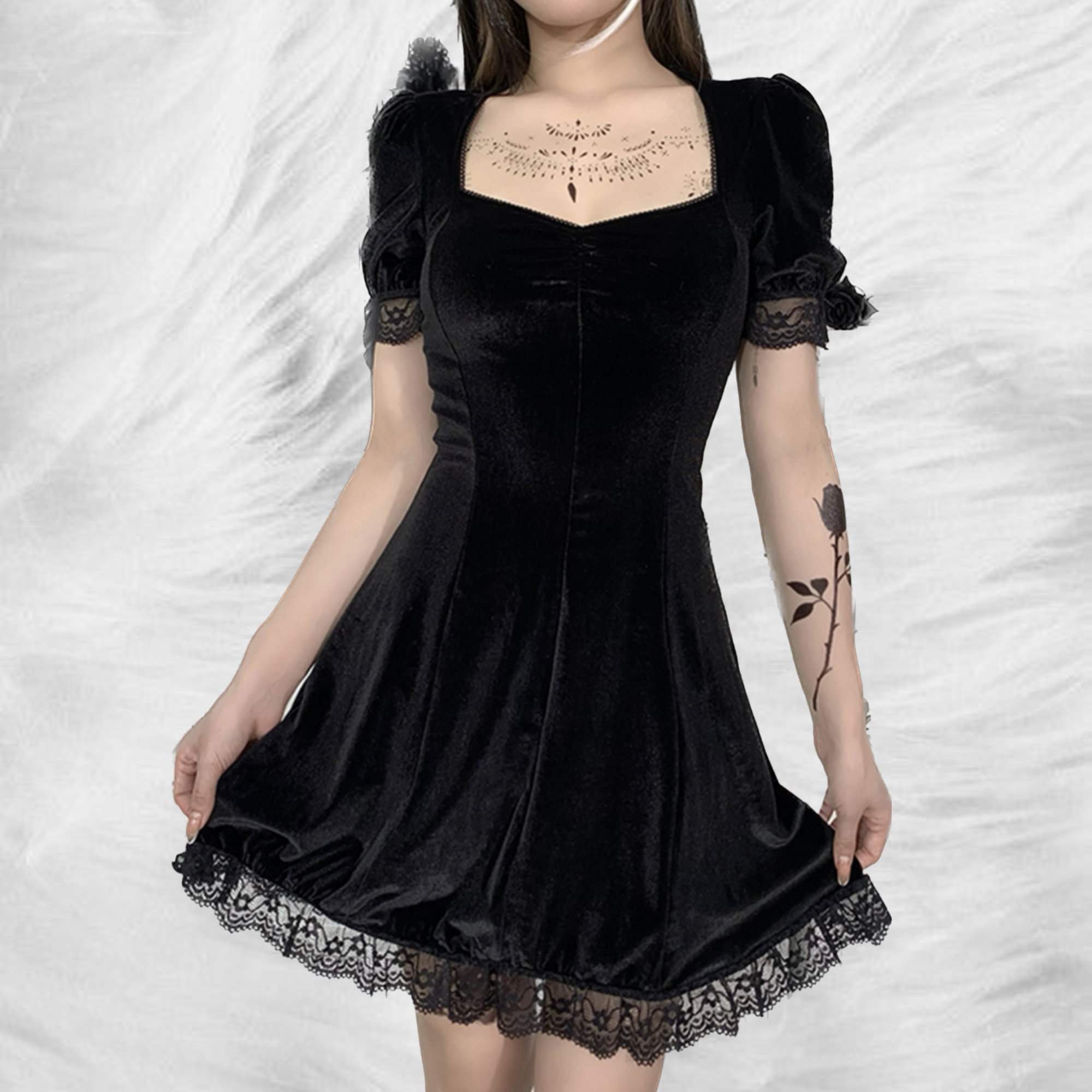 Y2K Gothic Vintage Witch Style Short Dress for Women